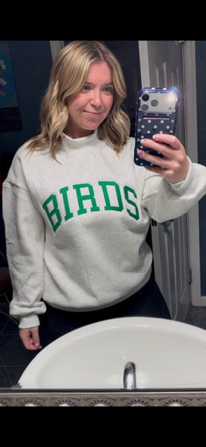 BIRDS Grey Mockneck
