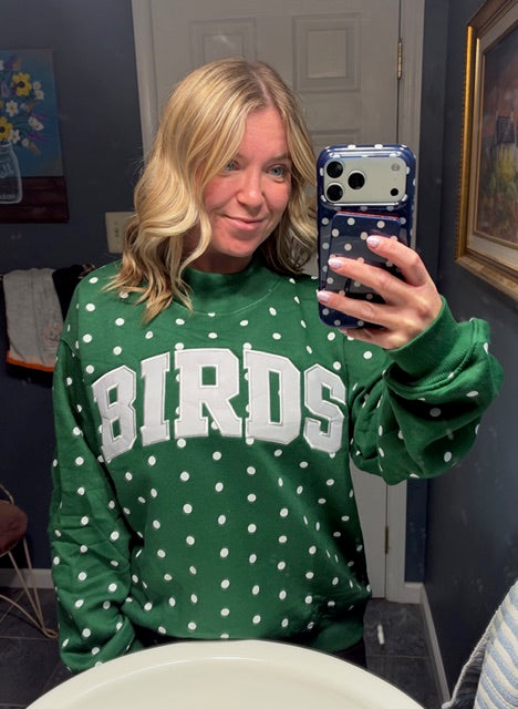 Full Polka Dot BIRDS Mockneck