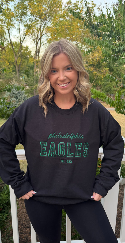 Embroidered Football Black Glitter